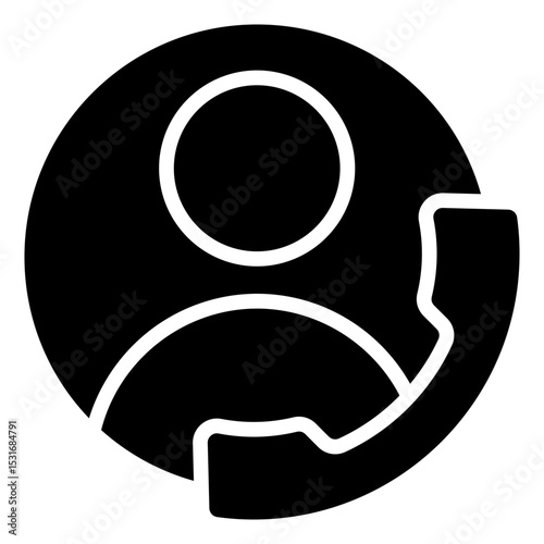 Personal Call - Glyph Black Fill Silhouette icon - User profile with phone, indicating direct customer or personal communication