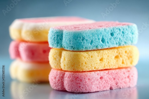 Stacked colorful sponges