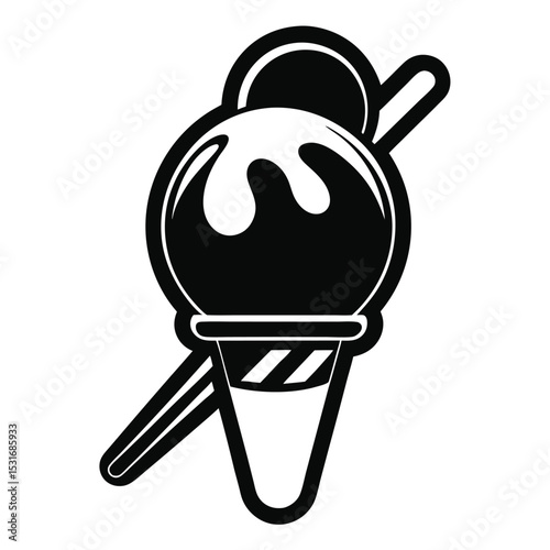 black-and-white-icon-of-ice-cream-scoop--white-bac.eps
