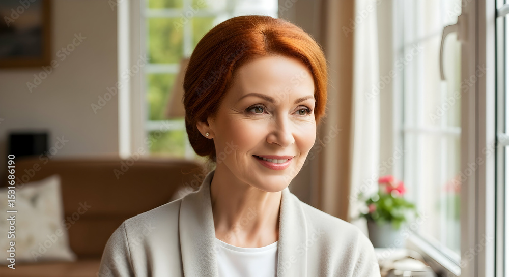 Mature woman contemplating outdoor view portrait Mature woman contemplating outdoor view portrait