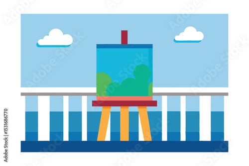Cartoon Painting Easel Vector Illustration