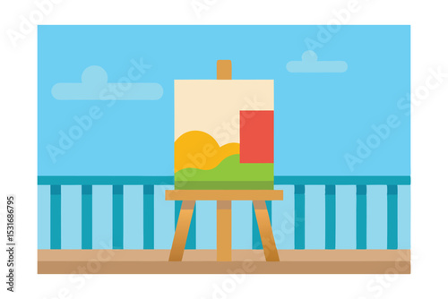 Cartoon Painting Easel Vector Illustration