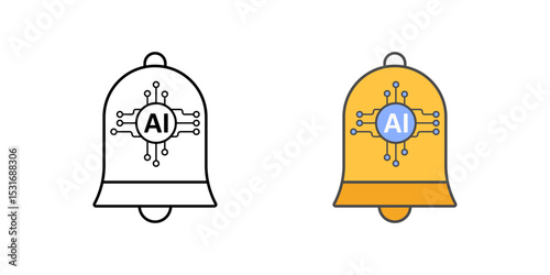 Notification bell icon with AI circuit lines symbolizing legal alerts, automated compliance updates, and intelligent case monitoring tools.