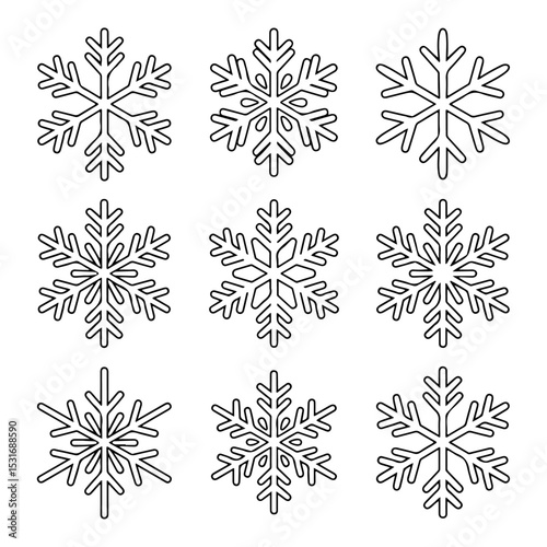 High Quality Snowflake line icon set