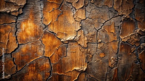 Intricate Textured Surface with Deep Cracks and Rich Brown Hues, Showing the Effects of Time and Weathering