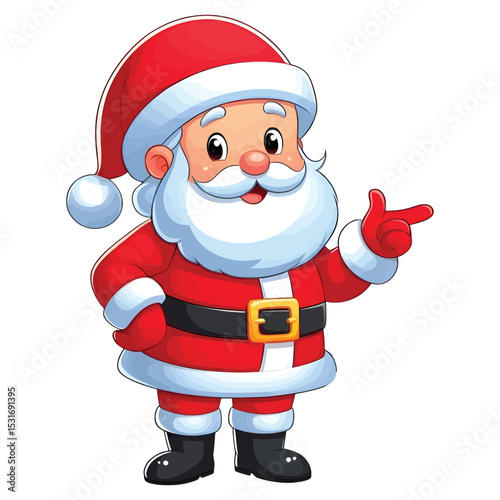Cheerful Cartoon Santa Claus Pointing