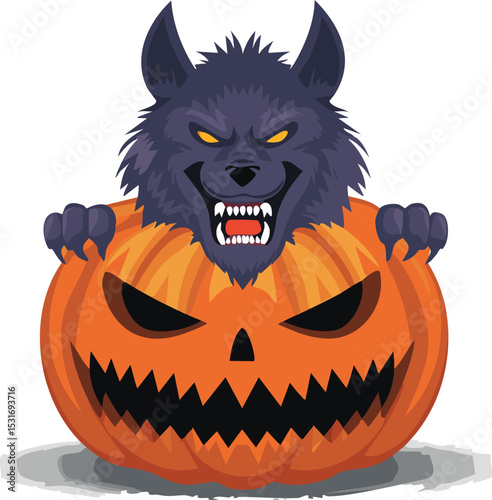pumpkin werewolf halloween isolated