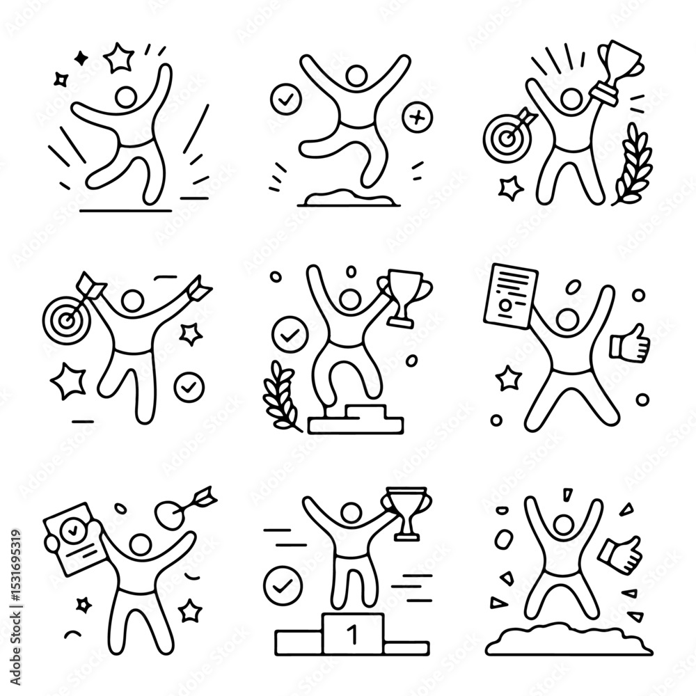 Fototapeta premium High Quality Victory, achievement line icon set