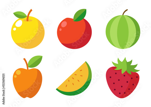 Wallpaper Mural Simple flat design fruit icons set Torontodigital.ca