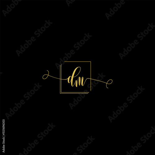 Luxury Letter dm Monogram in Gold Line Style