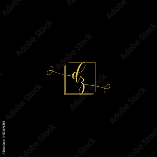Luxury Letter dz Monogram in Gold Line Style
