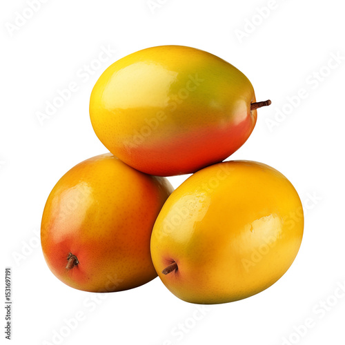 Ripe Mangoes Stacked Against transparent Background