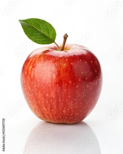 Juicy Red Apple with Green Leaf High-Resolution Stock Photo of Fresh Fruit