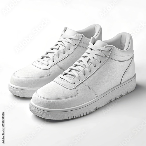 Classic White High-Top Sneakers Minimalist Footwear Design for Men and Women