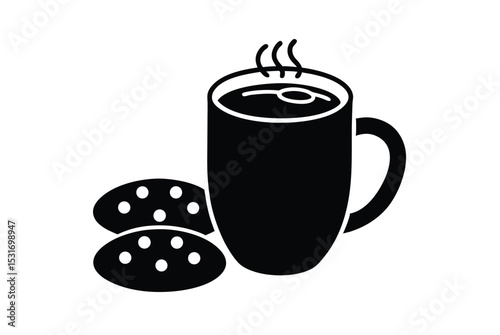 Hot chocolate and cookies cozy setup vector art illustration