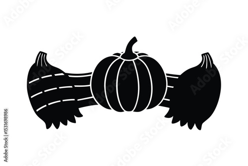 Plaid scarves and pumpkins with rustic charm vector art illustration