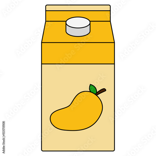 illustration of mango juice in a box