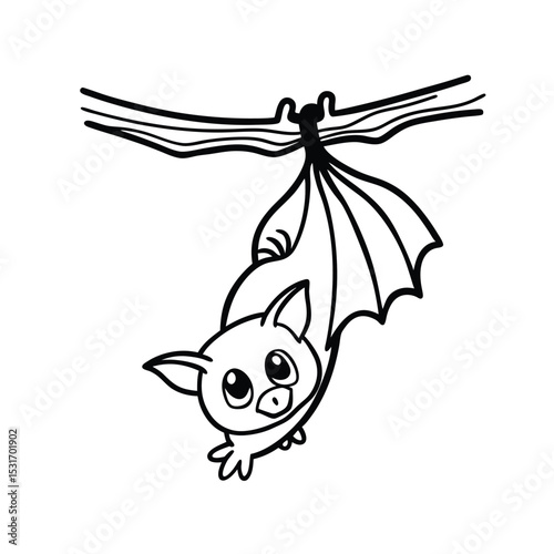  Cute Baby Bat Hanging Upside Down Vector. eps