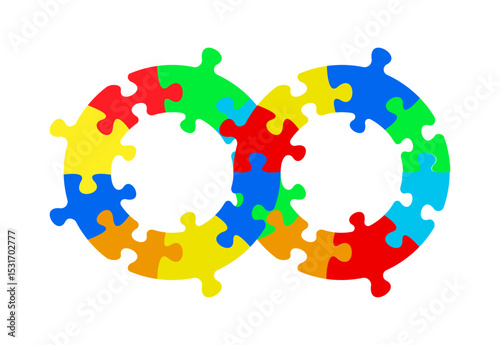 Infinity symbol colorful puzzle design. Vector isolated on a white background.	
