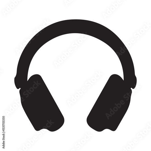 Headphones vector icon black and white illustration for music listening and audio enjoyment design
