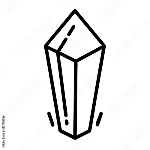 Simple line drawing icon of a crystalline structure on a white background  