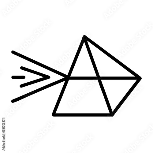 Simple geometric prism with light beam icon 