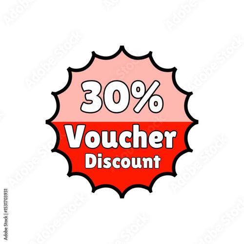 A 30% discount coupon is red -shaped red, best voucher.