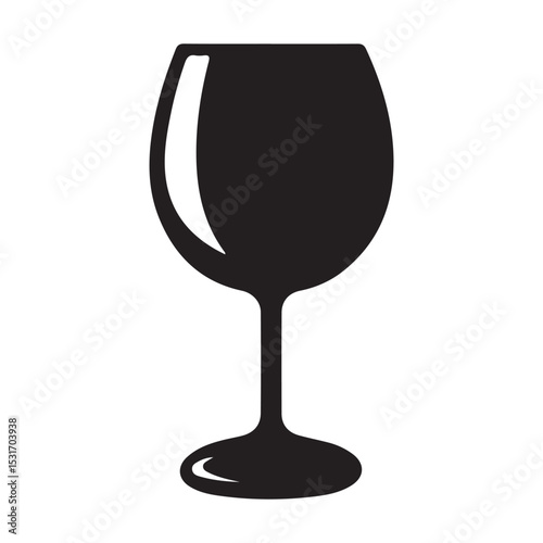 Isolated black wine glass silhouette vector illustration for restaurant and bar design needs