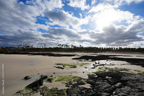 shoaling rock beach and charming clouds