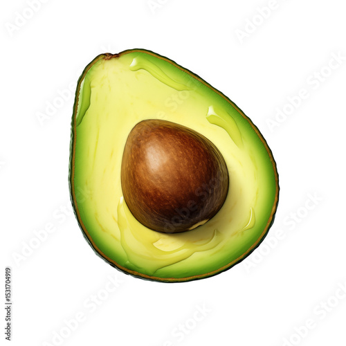 Ripe Avocado Half: Vibrant Green Fruit, Healthy Eating, Nutrition, Food Photography on transparent background png