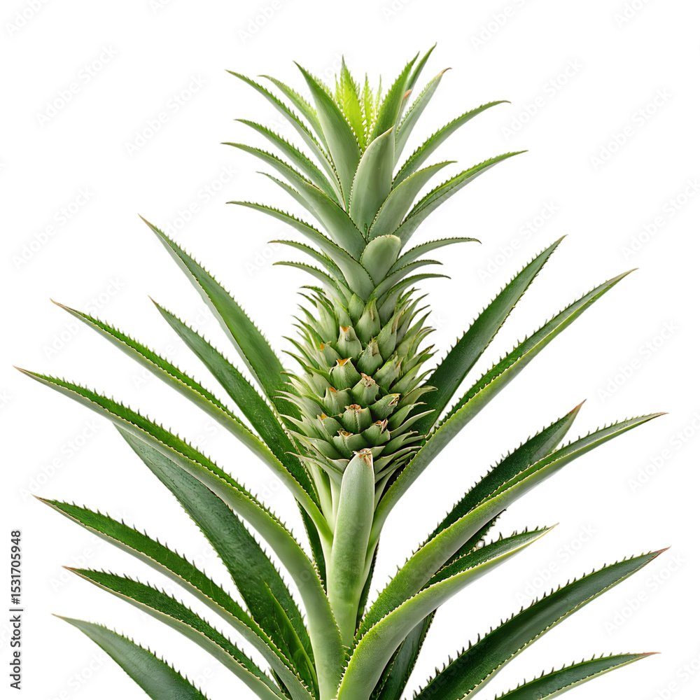 Fototapeta premium Pineapple Plant: Growing Stages, Tropical Fruit, Ananas comosus on transparent background