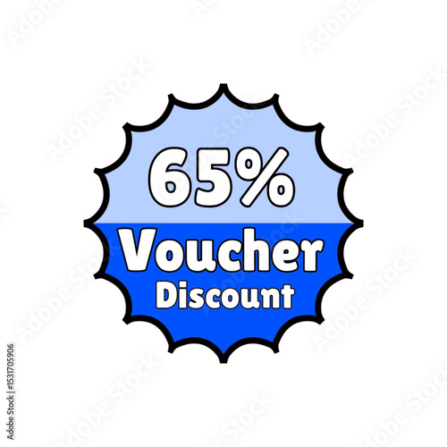 65% discount coupons are blue -shaped blue, best vouchers.