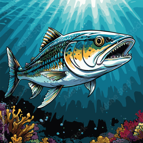 illustration of barracuda fish in the sea