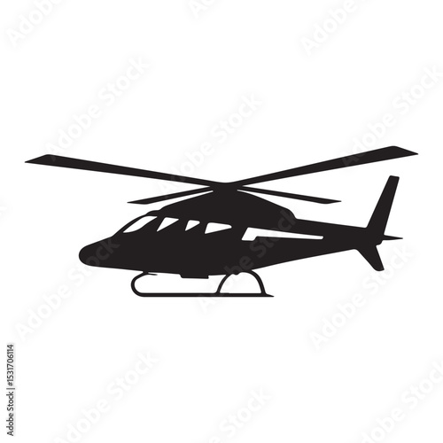 Helicopter black silhouette vector illustration isolated on white background for design needs