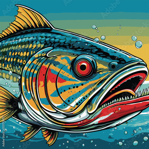 illustration of barracuda fish in the sea
