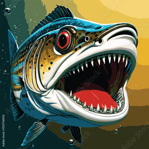 illustration of barracuda fish in the sea