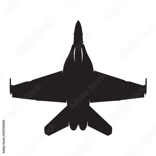 Fighter jet silhouette vector illustration for aviation enthusiasts and military aircraft design projects