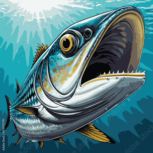 illustration of barracuda fish in the sea
