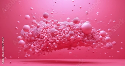 Pink heart-shaped water drops and rose petals create a loving texture, perfect for a Valentine's Day wallpaper design