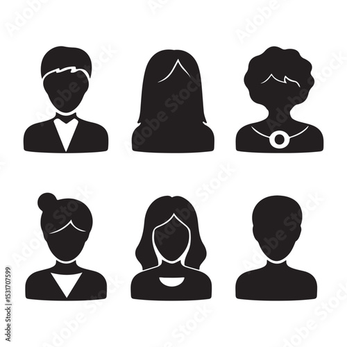 People profile icon set vector illustration user avatar group team member employee staff silhouette graphic