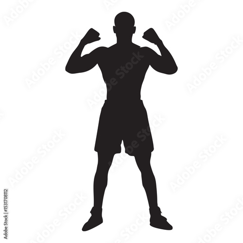 Silhouette of boxer man ready to fight vector illustration for boxing training and martial arts concept