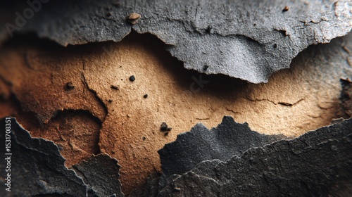 Textured bark reveals ochre underlayers