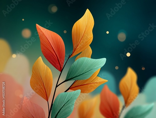 Vibrant autumn leaves against a dreamy backdrop