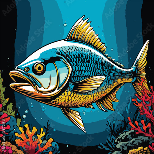 illustration of barracuda fish in the sea
