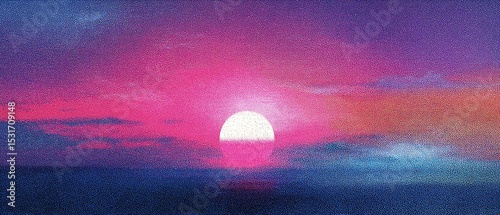 Vivid sunset paints the horizon
