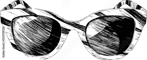 Stylish black and white sketch of retro sunglasses in zebra pattern. Vector illustration