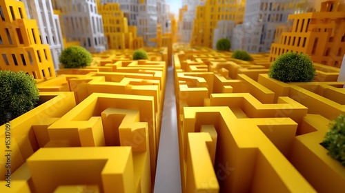Yellow maze city perplexing path forward