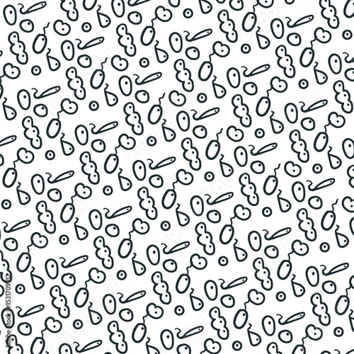 A cluster of cartoon microbes, viruses, bacteria, some biological cells or microorganisms.