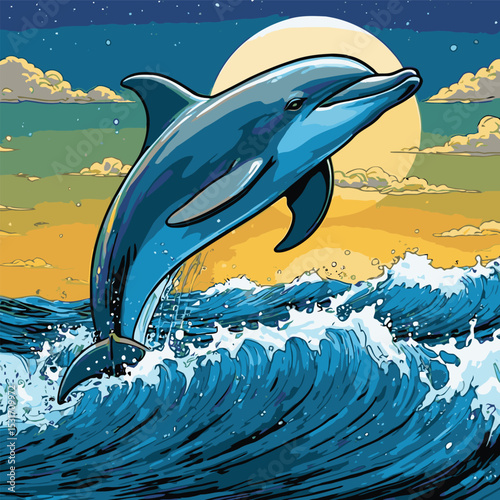 illustration of dolphins in the sea