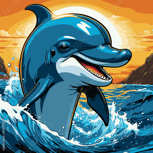 illustration of dolphins in the sea